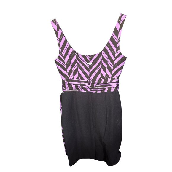 Milly Of New York Purple & Black Sleeveless Chevron Dress Size 2 - Picture 3 of 7